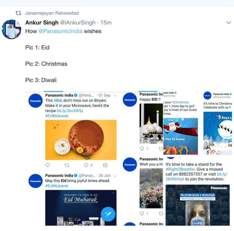Panasonic advice only for Hindus