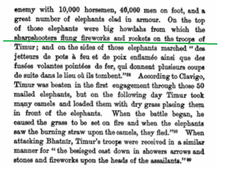 Timur encountered use of gunpowder in India